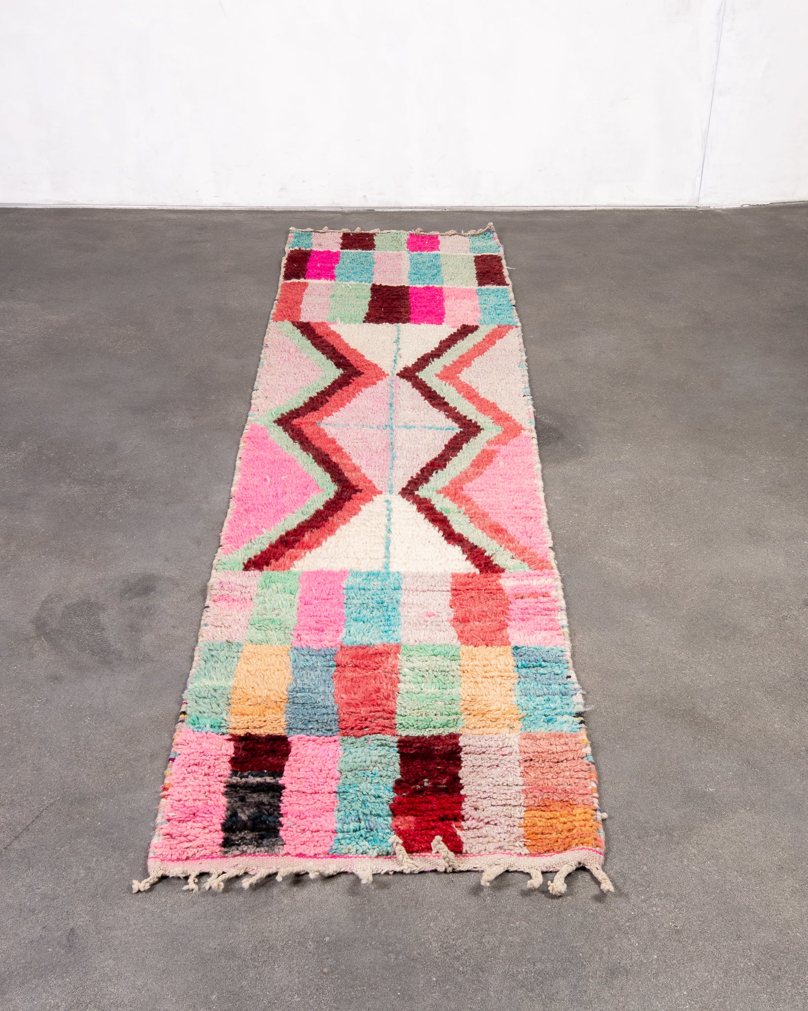 Modern designer handcrafted Berber rug from morocco Boujed with beautiful colors and patterns